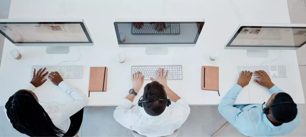 Customer service support staff working