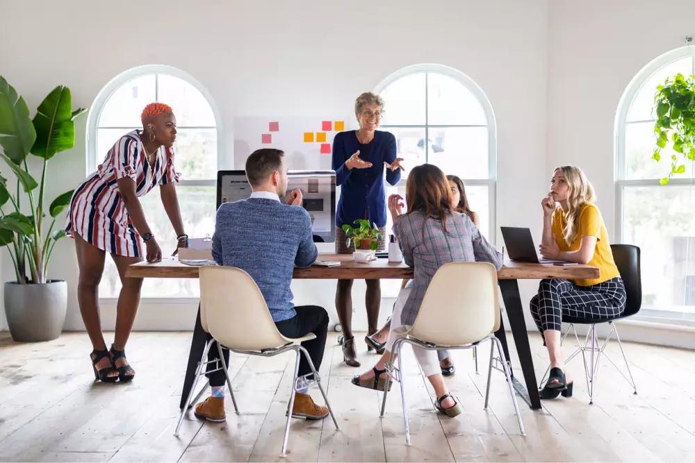 Marketing recruiters around a table